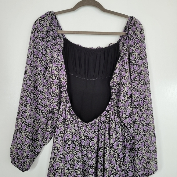 Blush & Day Black Floral Tiered Babydoll Mini Dress M Dark Romantic‎ Whimsigoth - Picture 4 of 14